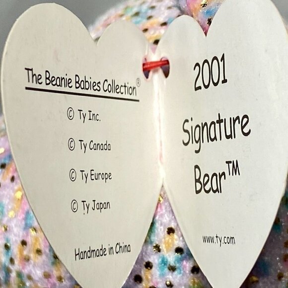 Ty Beanie Baby 2001 Signature Bear Retired P.E. Pellets MWMT 9th Gen Hang Tag - Picture 6 of 13